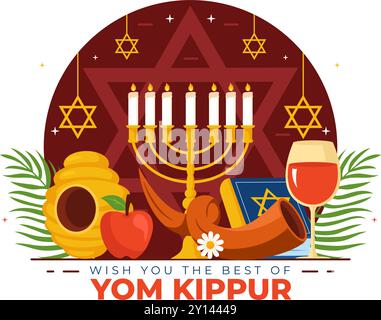 Yom Kippur célébration ou vous souhaite une illustration vectorielle de jour béni pour le jour des Expiations dans le judaïsme et pour la fête juive en arrière-plan Illustration de Vecteur