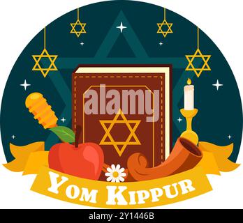 Yom Kippur célébration ou vous souhaite une illustration vectorielle de jour béni pour le jour des Expiations dans le judaïsme et pour la fête juive en arrière-plan Illustration de Vecteur