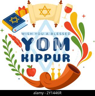 Yom Kippur célébration ou vous souhaite une illustration vectorielle de jour béni pour le jour des Expiations dans le judaïsme et pour la fête juive en arrière-plan Illustration de Vecteur