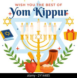 Yom Kippur célébration ou vous souhaite une illustration vectorielle de jour béni pour le jour des Expiations dans le judaïsme et pour la fête juive en arrière-plan Illustration de Vecteur