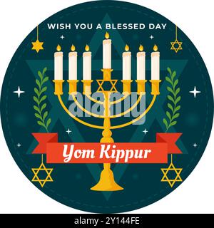 Yom Kippur célébration ou vous souhaite une illustration vectorielle de jour béni pour le jour des Expiations dans le judaïsme et pour la fête juive en arrière-plan Illustration de Vecteur