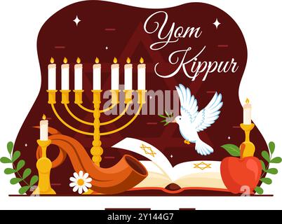 Yom Kippur célébration ou vous souhaite une illustration vectorielle de jour béni pour le jour des Expiations dans le judaïsme et pour la fête juive en arrière-plan Illustration de Vecteur