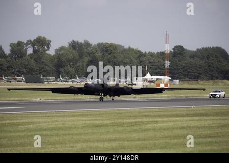 USAF Lockheed U-2 revenant d'une mission lors du Royal International Air Tattoo 2024. Banque D'Images