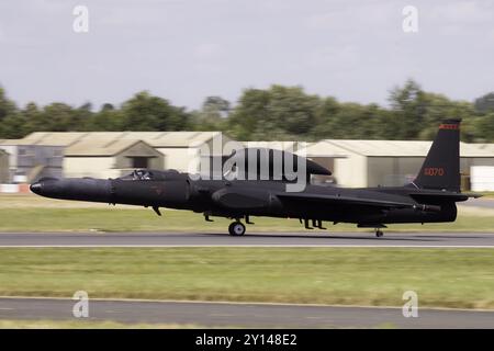 USAF Lockheed U-2 revenant d'une mission lors du Royal International Air Tattoo 2024. Banque D'Images