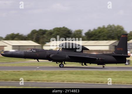 USAF Lockheed U-2 revenant d'une mission lors du Royal International Air Tattoo 2024. Banque D'Images