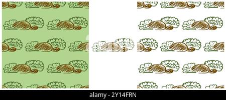 Motif sans couture. Placez les dessins avec des crayons de cire. Paysage, buissons. Imprimer pour la conception de tissu, textile, tissu, papier peint, papier d'emballage Illustration de Vecteur