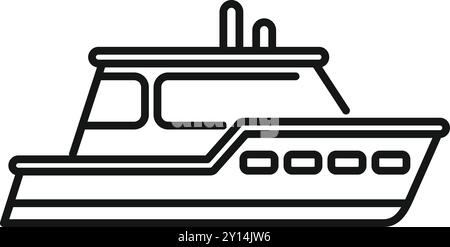 Icône minimaliste d'art au trait d'un navire à passagers flottant sur l'eau, représentant des concepts de voyage et de transport maritime Illustration de Vecteur