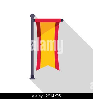 Bannière verticale avec un design simple, attachée à un mât de drapeau classique, mettant en valeur des couleurs vives sur un fond blanc Illustration de Vecteur