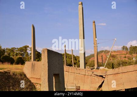 Ethiopie,Axoum,ville située dans la région du Tigré,les mille stèles d'Axoum ont honoré les dirigeants décédés et les nobles de la ville Banque D'Images