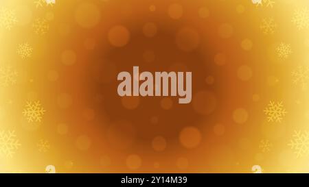 Fond de gradient d'hiver jaune lumineux de Noël avec flocons de neige 3d conception illustration vectorielle réaliste. Soleil ensoleillé fond de Noël vif tordu Illustration de Vecteur