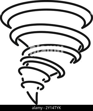 Grande tornade puissante tournant et détruisant avec des vents forts causant une catastrophe naturelle Illustration de Vecteur