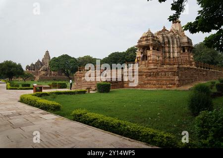 Temple Chitragupta (vers 1000-1025 EC). C'est le seul temple de Khajuraho dédié à Surya. Khajuraho Groupe de monuments. Chhatarpur, Madhya Pra Banque D'Images