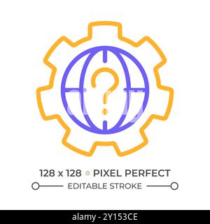 Icône de ligne de couleur de la question du monde en deux Illustration de Vecteur