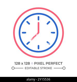 Icône de ligne en deux couleurs de la face de l'horloge Illustration de Vecteur