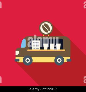 Camion de nourriture de café servant des boissons chaudes dans la rue de la ville Illustration de Vecteur
