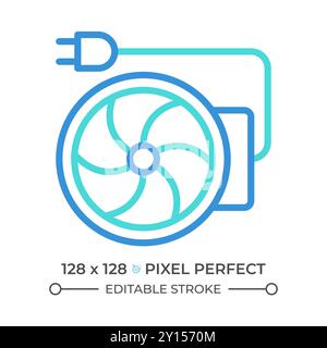 Icône de ligne en deux couleurs du ventilateur de conduit en ligne Illustration de Vecteur