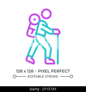 Icône de ligne de randonnée en deux couleurs Illustration de Vecteur