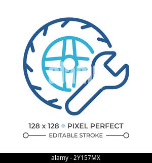 Icône de ligne en deux couleurs de réparation de roue Illustration de Vecteur