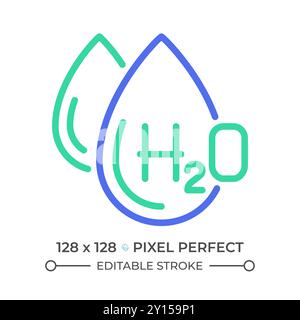 H2O icône de ligne bicolore Illustration de Vecteur