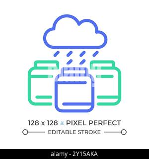 Icône de ligne de collecte d'eau de pluie en deux couleurs Illustration de Vecteur