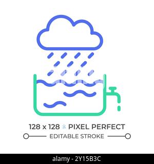 Icône de ligne en deux couleurs d'eau de pluie Illustration de Vecteur