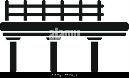 Icône vectorielle noir et blanc simple d'un pont reliant deux côtés Illustration de Vecteur