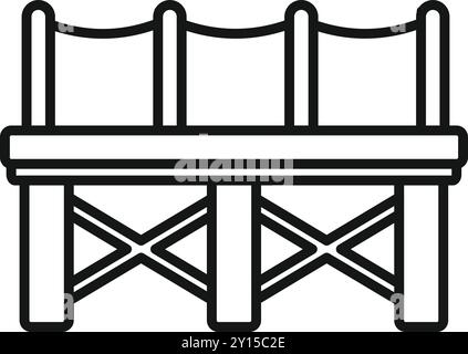 Icône simple d'une petite jetée en bois au-dessus de la mer, avec une balustrade de corde, parfait pour les concepts de vacances en bord de mer Illustration de Vecteur