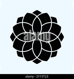 Simple avec design floral mandala noir créatif Illustration de Vecteur