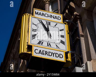 Horloge du marché de Cardiff, Banque D'Images