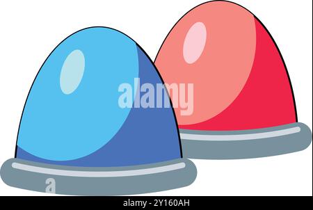 Le clignotant rouge et bleu de bande dessinée est un signal spécial utilisé sur les véhicules d'urgence Illustration de Vecteur