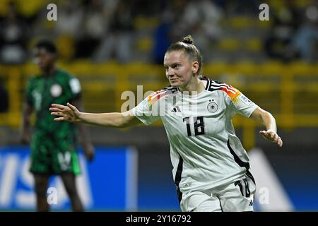 Estadio Metropolitano de Techo Sarah Ernst d'Allemagne célèbre son but lors du match entre l'Allemagne et le Nigeria, pour le 2ème tour du groupe d de la Coupe du monde féminine U-20 de la FIFA, Colombie 2024, à l'Estadio Metropolitano de Techo, ce mercredi 04. 30761 (Julian Medina / SPP) Banque D'Images