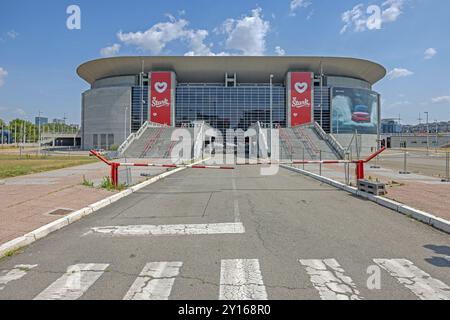 Belgrade, Serbie - 10 juillet 2023 : Stark Arena Modern Sports Facility tournois de basket-ball Conventions et événements musicaux dans la capitale au Sunny Summ Banque D'Images