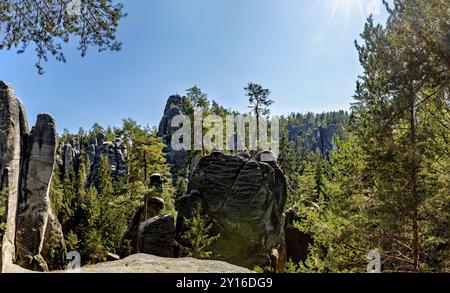 La ville rocheuse d'Adrspach Weckelsdorf dans les montagnes de Braunau Banque D'Images