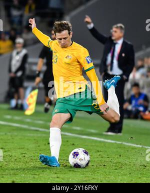 Gold Coast, Australie. 9 septembre 2024, Crgaig Goodwin lors de la Coupe du monde de la FIFA 2026 Asian qualifier, Australie - Bahreïn. Crédit : Kleber Osorio/Alamy Live News Banque D'Images