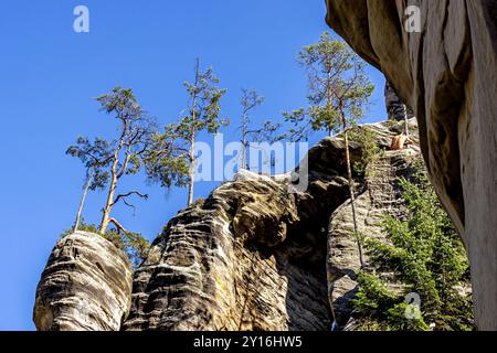 La ville rocheuse d'Adrspach Weckelsdorf dans les montagnes de Braunau Banque D'Images