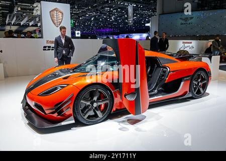 Koenigsegg Agera -final One of 1- supercar sur mesure au salon international de l'automobile de Genève. Suisse - 2 mars 2016. Banque D'Images