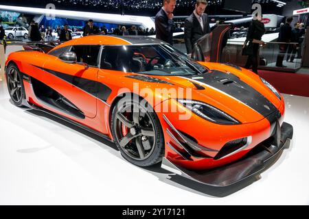 Koenigsegg Agera -final One of 1- supercar sur mesure au salon international de l'automobile de Genève. Suisse - 2 mars 2016. Banque D'Images