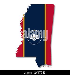 Carte du drapeau de l'État du Mississippi avec chemin de détourage Banque D'Images