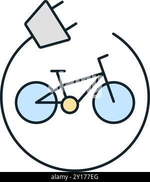 Vélo électrique en cours de charge représentant le transport vert dans la ville intelligente Illustration de Vecteur
