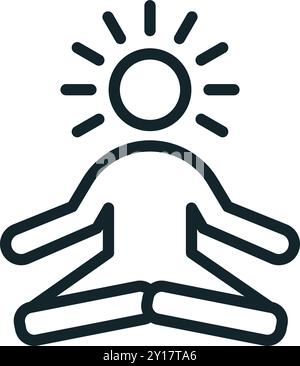 Personne méditant avec le soleil au-dessus de la tête pour la santé mentale et le bien-être Illustration de Vecteur