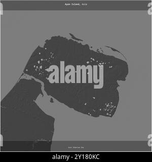 Ayon Island dans la mer de Sibérie orientale, appartenant à la Russie, coupée au carré sur une carte d'altitude à deux niveaux Banque D'Images