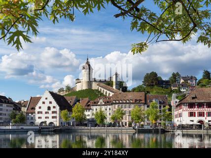 Schaffhausen, Rhin supérieur, Suisse, Rhin, SH, canton de Schaffhausen, Suisse orientale, charme, ville, ville Banque D'Images