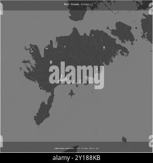 L'île d'Osel dans la mer Baltique, appartenant à l'Estonie, a été coupée en carré sur une carte d'altitude à deux niveaux Banque D'Images