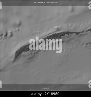 Isla de Roatan dans la mer des Caraïbes, appartenant au Honduras, a été recadrée au carré sur une carte à deux niveaux Banque D'Images