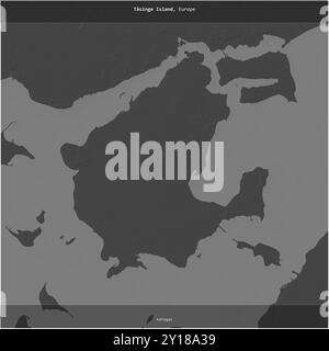 Tasinge Island dans le Kattegat, appartenant au Danemark, a été recadrée au carré sur une carte d'altitude à deux niveaux Banque D'Images