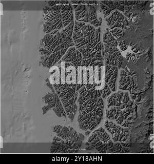 Île Wellington dans l'océan Pacifique Sud, appartenant au Chili, coupée au carré sur une carte d'altitude à deux niveaux Banque D'Images