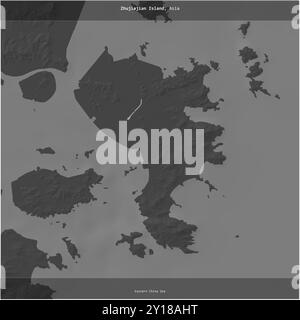 Île de Zhujiajian dans la mer de Chine orientale, appartenant à la Chine, coupée au carré sur une carte d'altitude à deux niveaux Banque D'Images