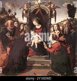 PIERO di COSIMO (né en 1462, Florence, mort en 1521, Florence) mariage mystique de Sainte Catherine d'Alexandrie 1493 huile sur panneau Ospedale degli Innocenti, Florence --- mots-clés : ------------- Auteur : PIERO di COSIMO titre : mariage mystique de Sainte Catherine d'Alexandrie chronologie : 1451-1500 École : italienne forme : peinture type : religieux Banque D'Images