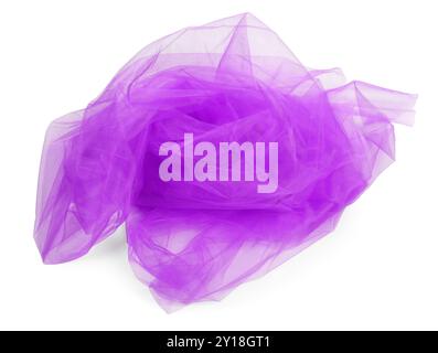 Beau tissu de tulle violet sur fond blanc Banque D'Images