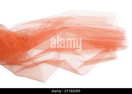 Beau tissu de tulle orange sur fond blanc Banque D'Images